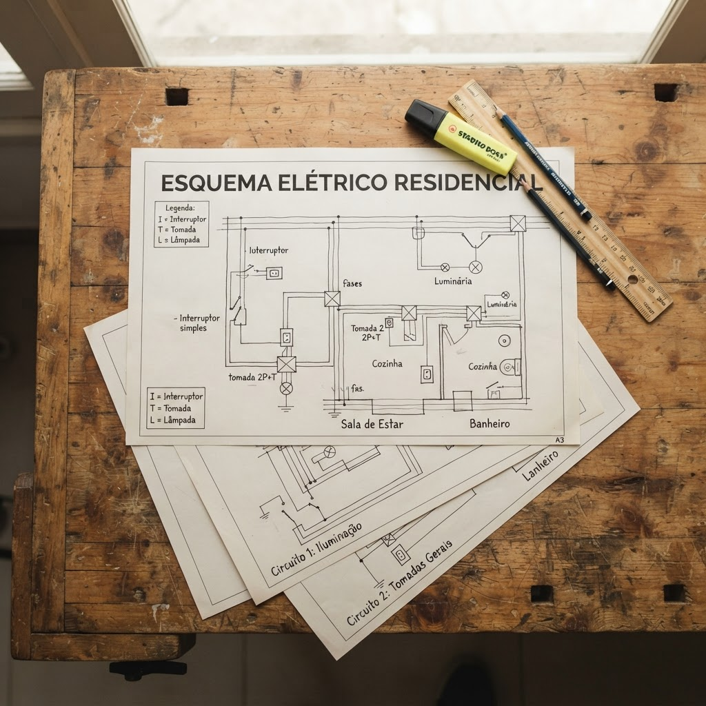 Coleção de esquemas elétricos residenciais organizados